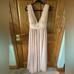 Lulu's Pink Pleated Ruched Sleeveless Gown